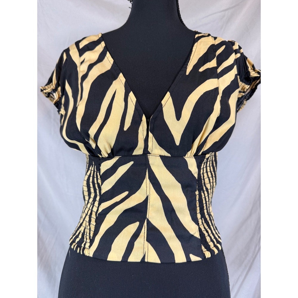 Free People Gold & Black Tiger Print Blouse – Size XS (NWOT)